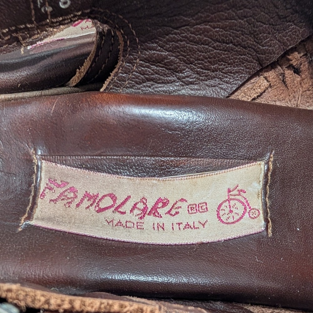 Famolare Brown Leather "Hi-Up" Wave Sole Sandals Woven Slingback Sandals Size 8M - Picture 7 of 11